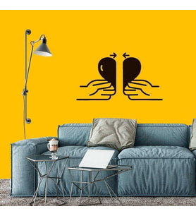 Ellerle Birleşen Kalpler Dekoratif Duvar Sticker, Çıkartma, Etiket
