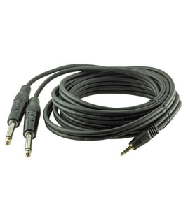 Powermaster 3 Metre 3.5mm Stereo to 2 x 6.3mm Mono Jak Ses Kablosu