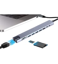 Type C Hub, 10 in 1 4 Adet 3.0 Usb Çoklayıcı,4K Hdmi Bağlantısı,SD TF Kart Okuyucu,Rj45 Ethernet,2 Adet USB C Pc Bağlantı Girişli Adaptörü Macbook ile Uyumlu ZR795
