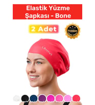 Premium Su Geçirmez Silikon Yüzücü Havuz Ve Deniz Bonesi Elastik Yüzme Şapkası 2'li Set