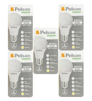 (5 Adet) Pelsan 8,5W 2700K (Sarı Işık) E27 Duylu (Kalın Duy) Led Ampul