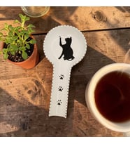 Kedi desenli el yapımı porselen kaşıklık