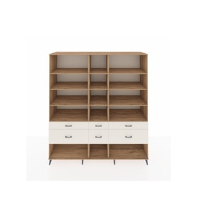 Kronos Dolap 12 Raflı 6 Çekmeceli  220x59x243 Çam-Çam/Aytaşı