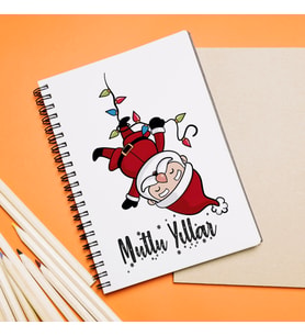 Mutlu Yıllar & Merry Christmas & Yılbaşı & Noel Baba Tasarımlı Defter