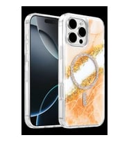 Onegif Apple İphone 16 Pro Max Lotus Simli Magsafe Kapak - Turuncu