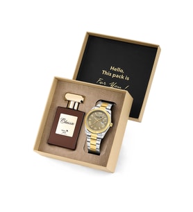 Polo Air  Ay Gün Gösterge Takvimli Erkek Kol Saati Ve 55 ml Parfüm Seti Gold Gümüş Renk ST-5014E9 (Altın-Gümüş)