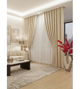NİVEMESHOME SAHRA BEJ 3-0057 V2 1/3 PİLELİ FON PERDE APM