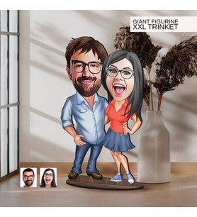 BK Gift Kişiye Özel Sevgililer Karikatürlü Büyük Boy Ahşap Biblo-105, Arkadaşa Hediye , Sevgiliye Hediye, Kişiye Özel Biblolar