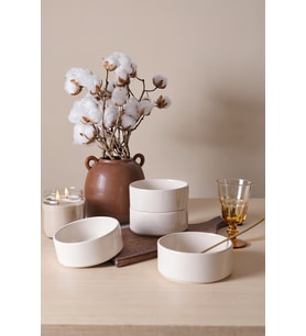Keramika Krem Stackable Kase 14 Cm 4 Adet 025