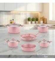 ARZU ÇELİK 10 Parça Granit Set Cam Kapak - Pembe