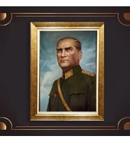 Altın Varaklı Çerçeveli Paspartulu Atatürk Tablo z4740 (Gold)