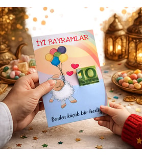 BK Gift Bayram Tebrik Kartı - Bayram Harçlık Kartı - Bayram Hediyesi (10x15cm) -4 5 Adet