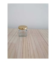 40cc Köşeli Şeffaf Cam,gold Kapak Kavanoz,mini Kavanoz,bal Kavanozu,süs Kavanozu,50 Adet