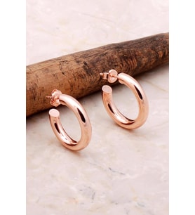 Bombeli 22 Mm Rose Gümüş Halka Küpe 5225