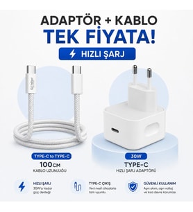 Schitec 30W Hızlı Şarj Adaptörü UCB-C+60W Type-C to Type-C Örgülü Data ve Hızlı Şarj Kablosu