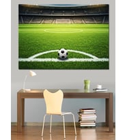 Futbol Sahası Ve Orta Yuvarlak Dekoratif Kanvas - Mdf Ahşap Tablo