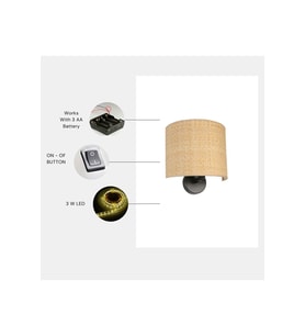 YENİ HASIR PİLLİ RATTAN ABAJURLU OVAL APLİK