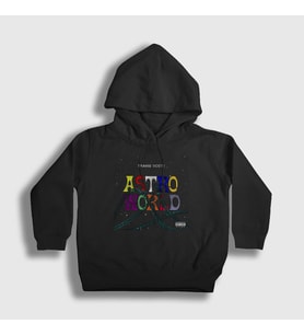 Presmono Unisex Çocuk Siyah Roller Coaster Astroworld Travis Scott Kapüşonlu Sweatshirt 43057tt