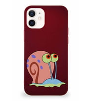 Apple iPhone 12 Soft Premier Kapak Salyangoz Gary Tasarımlı Silikon Kılıf - Mürdüm (Şeffaf)