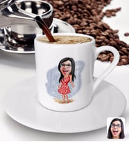 BK Gift Kişiye Özel Tatilci Kadın Karikatürlü Türk Kahvesi Fincanı-4