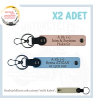 Asfalt Şampiyonlarına Özel, İsim Plaka ve A+ Kan Grubu Yazılı x2' li Anahtarlık, Yavruağzı-Mavi-SK