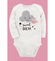 Organik Baskılı Pamuklu Unisex Bebek Body UZUNKOLE125