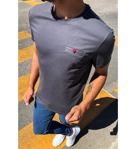 Erkek Bisiklet Yaka T-Shirt 20Y-3400657 Antrasit