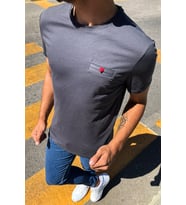 Erkek Bisiklet Yaka T-Shirt 20Y-3400657 Antrasit
