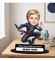 Ninja Temalı Erkek Çocuğa Hediye Kişiye Özel Karikatürlü Biblo
