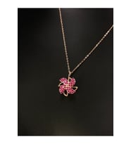 Gümüş Kolye - Çevirince Dönen Rüzgar Gülü Kırmızı Taşlı Roze Renk 925 Ayar Gümüş Kolye