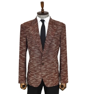 Desenli Slim Fit Spor Kahverengi Erkek Ceket - Wessi