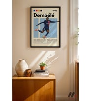Dembele Futbol Posteri, Siyah Çerçeveli Duvar Tablosu - Spor Severlere Hediye