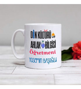 Kişiye Özel Din Kültürü Öğretmeni Kupa Bardak HA07 (Beyaz - Beyaz)