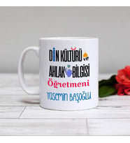 Kişiye Özel Din Kültürü Öğretmeni Kupa Bardak HA07 (Beyaz - Beyaz)