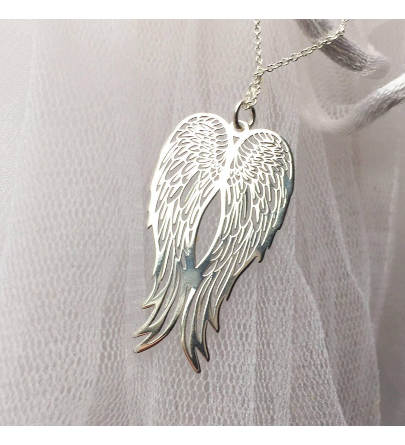 ANGEL WINGS necklace, Filigree wings pendant , large angel wing charm