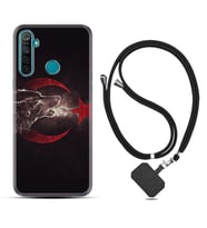 Realme 5i 5 Pro 6i 7 Pro 8 Kılıf Boyun Askılı Silikon Kurt ve Ay Yıldız 1403