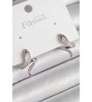 Pirinç Gümüş Renk Zirkon Taşlı Yılan Model Kadın Küpe - Tj-Bkp9789