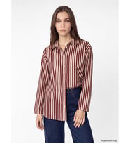 LCW Modest Bordo Çizgili Kadın Gömlek Tunik