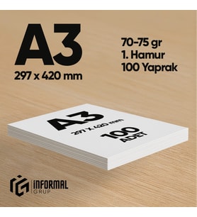 İnformal Fotokopi Kağıdı Premium Kalite A3 100 Yaprak 1. Hamur