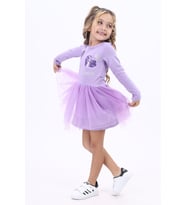 Toontoy Kız Çocuk Baskılı Elbise (Lila)