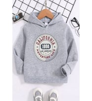 California Baskılı Erkek - Kız Çocuk Rahat Kalıp Sweatshirt (Gri)