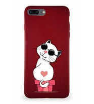 Apple iPhone 7 Plus Soft Premier Kapak Coolcat Tasarımlı Silikon Kılıf - Mürdüm (Şeffaf)