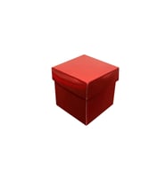 Metalize Parlak Komple Karton Kutu Düz Renk 6X6X6 CM (25 Adet)  Kırmızı