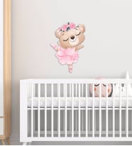 BK Gift Sevimli Ayıcık Tasarımlı Çocuk Odası Ahşap Duvar Süsü-2 (Beyaz)