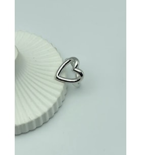 Çelik Silver Kalpli Ayarlanabilir Yüzük - 25yzk135