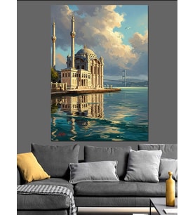 Ortaköy Camii Ve İstanbul Boğazı Dekoratif Kanvas - Mdf Ahşap Tablo