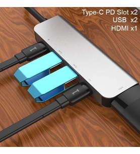 Ally Usb (Type-C to 5in1 Hdtv 2xUSB+2x PD) Hub Adaptör Çoklayıcı-(5775) - SSSSSS2654-8437