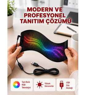 RGB Kayar Yazılı LED Reklam Ekranı – USB Bağlantılı Esnek Tasarım