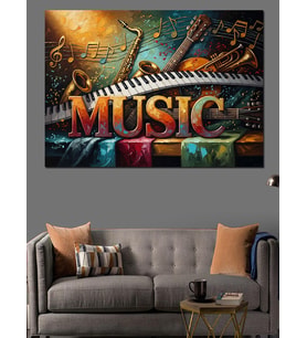 Music Yazılı Piyano Tuşları Sanatı Dekoratif Kanvas - Mdf Ahşap Tablo