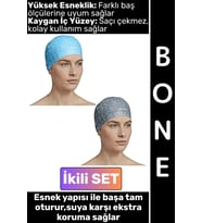 #Bone Konforlu Esnek Yumuşak Havuz Deniz Yüzme Kaygan İç Yüzey Şık Su Geçirmez Saç Bonesi İkili SET